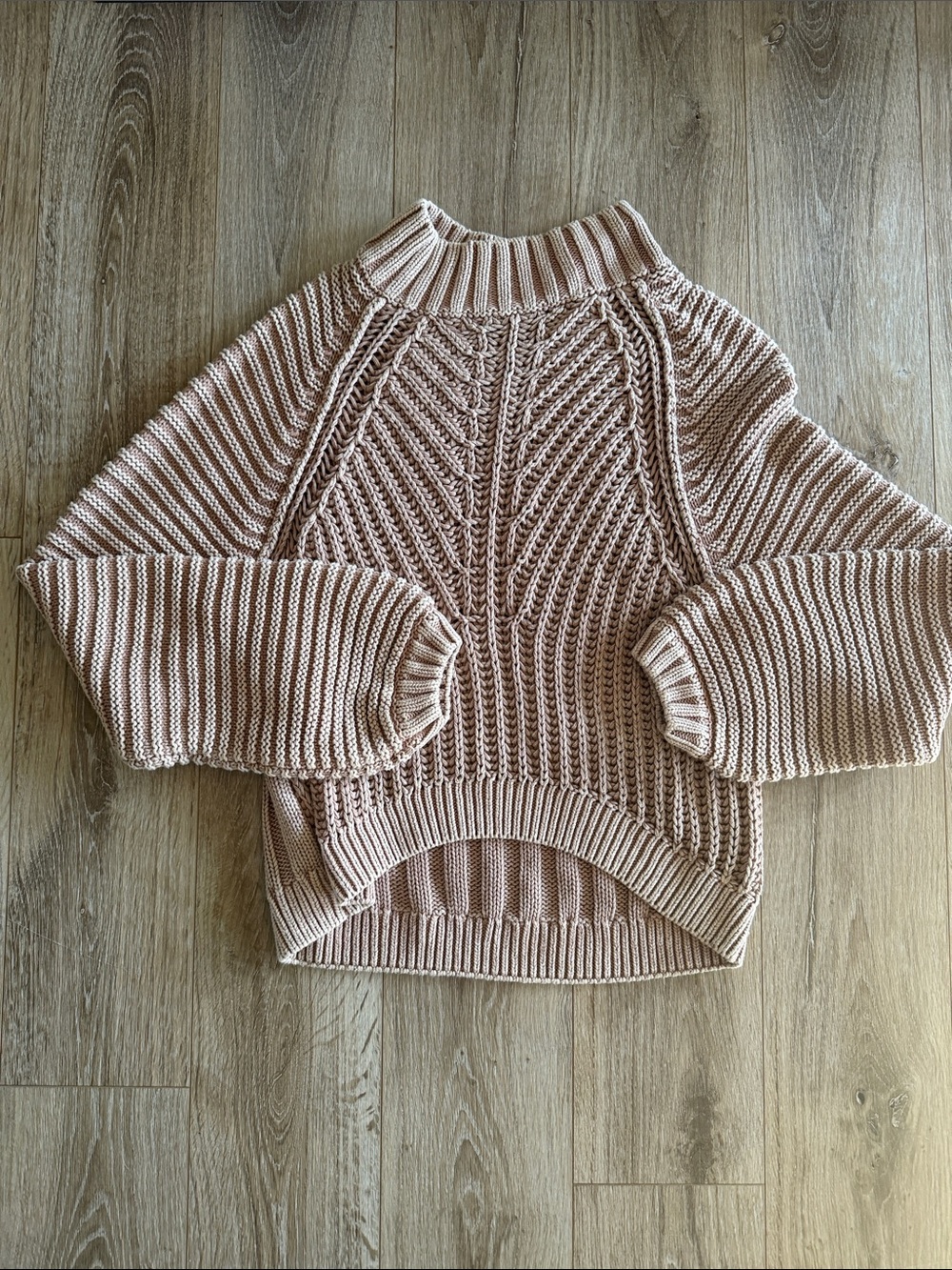 Free People Blush Cable Knit Mock Neck Sweater